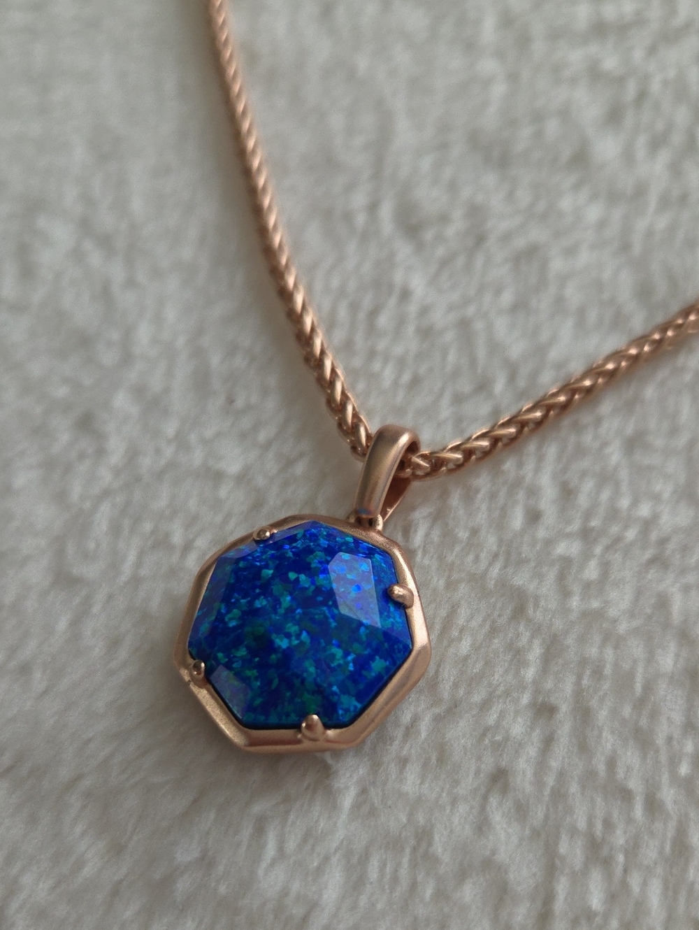 Kendra Scott Royal Blue Kyocera Opal Rose Gold Necklace
